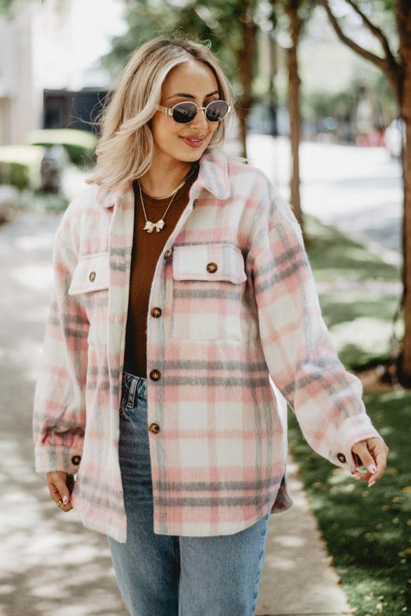 NEW! Pastel plaid fuzzy offers shacket!