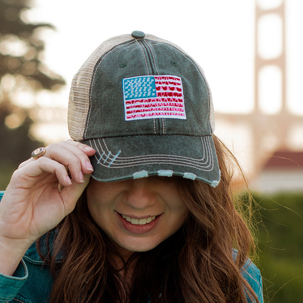 Women s American Flag Hats Designed in the US Katydid