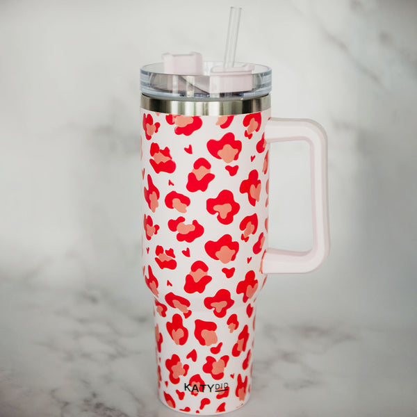 Hot Pink METALLIC Leopard Stainless Steel Tumbler