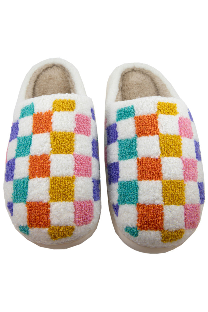 Multicolored Checkered Wholesale Sherpa Slippers