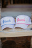 Beach Cursive Trucker Cap with Rope