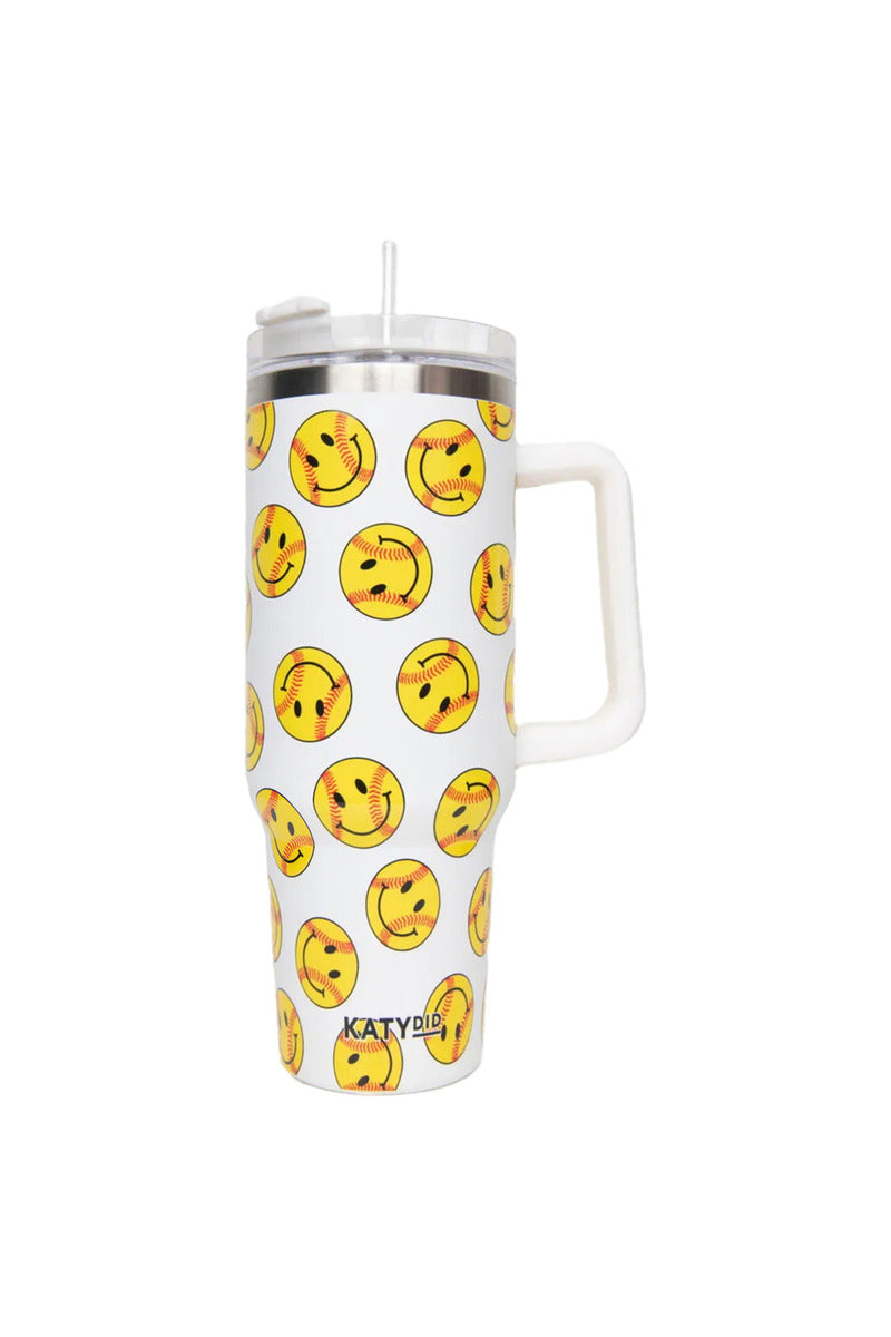 Softball Happy Face Wholesale 40 Oz Tumbler Cup