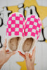 Hot Pink Checkered Pattern Wholesale Slippers