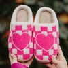 Hot Pink HEART CHECKER Wholesale Slippers Shoes