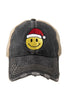 Santa Happy Face Cute Wholesale Distressed Trucker Hat