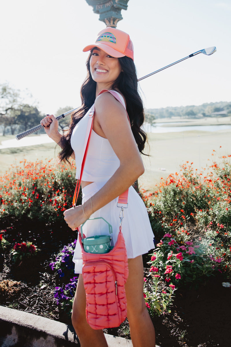 Coral Quilted Water Bottle Wholesale Sling Bag