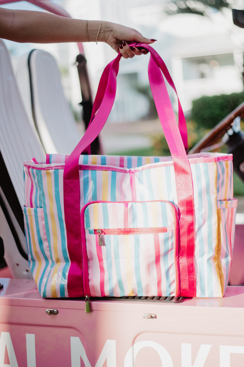 Multicolored Stripes Oversized Foldable Tote