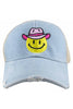 Cowboy Hat Happy Face Wholesale Denim Trucker Hat