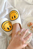 White Fuzzy Wholesale Happy Face Slippers