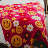 Red Flower Happy Face Wholesale Couch Throw Blanket