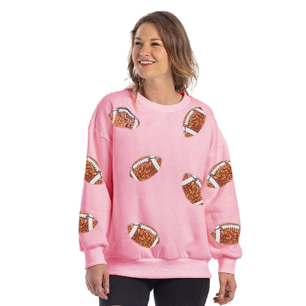 Sequined FOOTBALL Patches Wholesale Sweatshirt