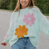 Mint Floral Colorful Stitched Wholesale Sweater