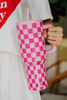 Pink Checker Wholesale Tumbler with Handle