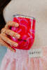 Hot Pink Retro Swirl Wholesale Stemless Wine Tumbler