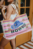 HOWDY Cowgirl Hat Striped Wholesale Tote Bag