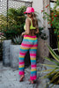 Neon Rainbow Stripes Wholesale Crochet Pants for Beach