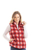 Pink and Wine Plaid Wholesale Sherpa Vest for Women