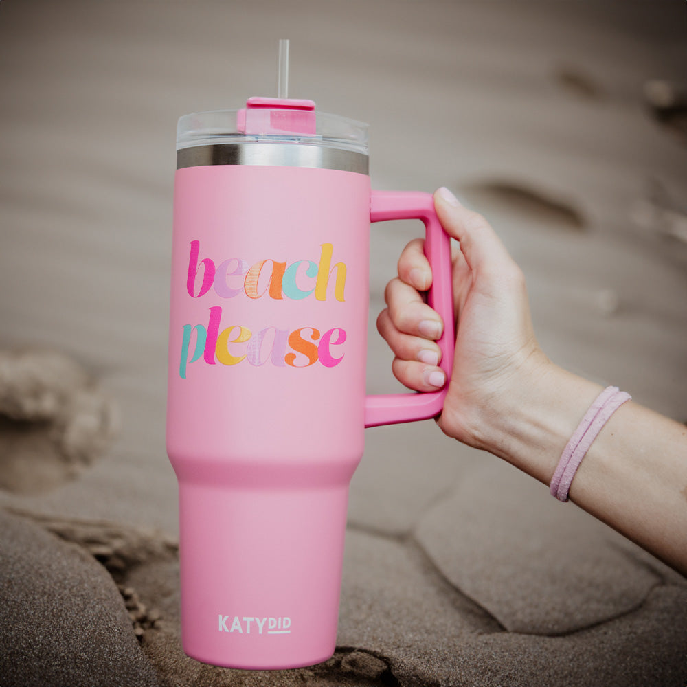 Light Pink Beach Please Wholesale Tumbler Cup w/ Handle