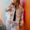 Pink/Gray Plaid Shacket for Women