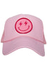 Hot Pink Lightning Happy Face Wholesale Foam Trucker Hat