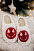 Red Christmas Tree Eyes Wholesale Fuzzy Happy Face Slippers