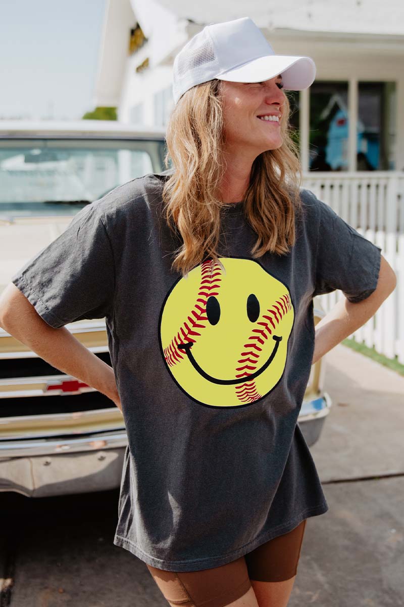 Softball Happy Face Wholesale Graphic T-Shirt