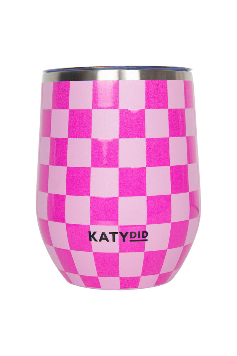 Pink Checker Wholesale Stemless Wine Tumbler