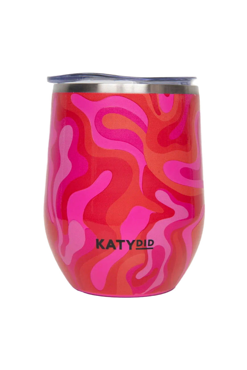 Hot Pink Retro Swirl Wholesale Stemless Wine Tumbler