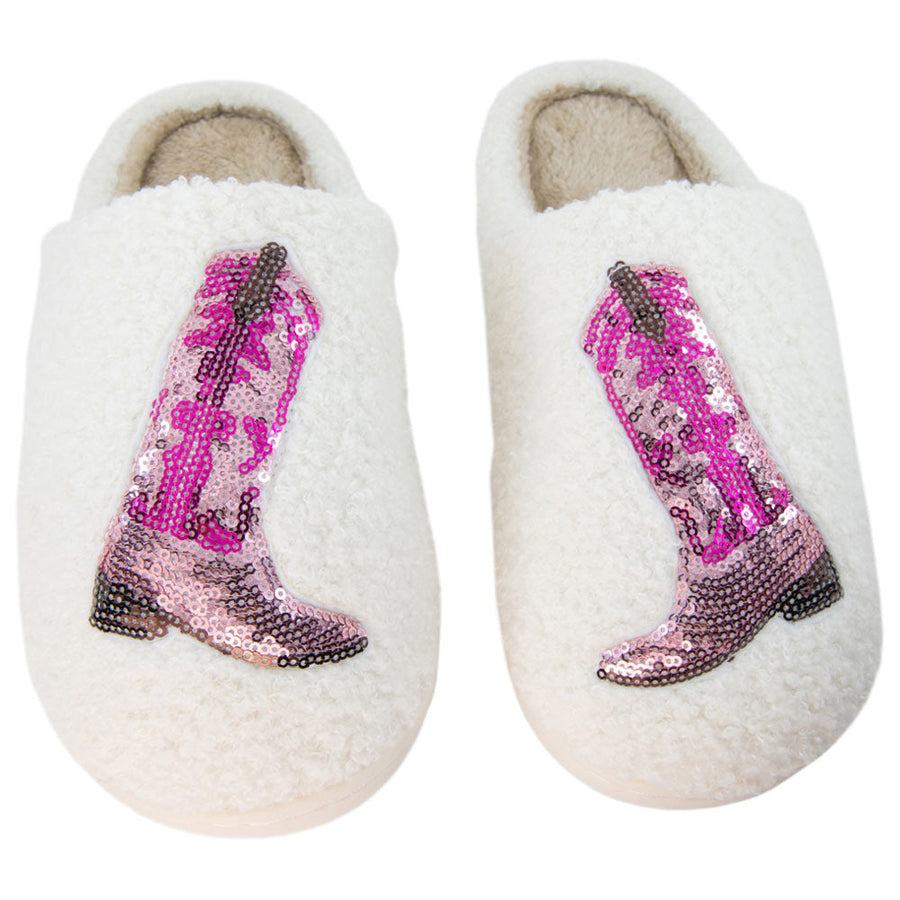 Pink Sequin Kicking Boots Wholesale Slippers