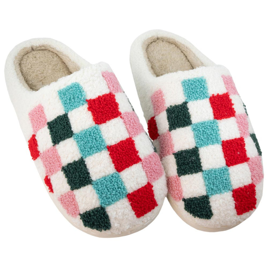 Christmas Multicolored Checkered Wholesale Cozy Slippers