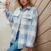 Blue/Gray Tartan Plaid Wholesale Women Shacket