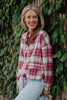 Pink Plaid Wholesale Cropped Cinched Shacket