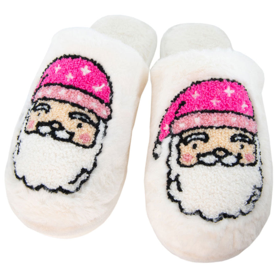 Pink Santa Face Happy Feet Wholesale Slippers